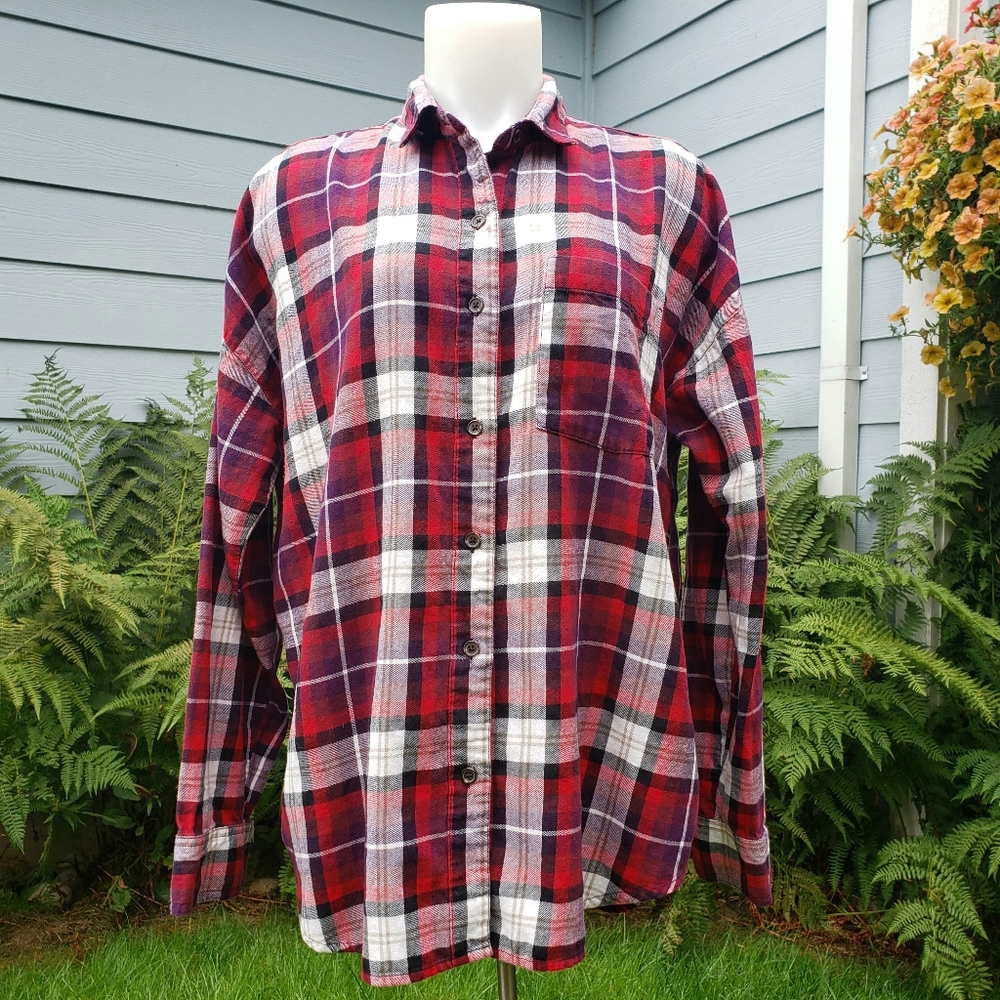Plaid Boyfriend Flannel Shirt